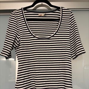 Faherty Ribbed Blue & White Striped 3/4 Sleeve Shirt – NWOT